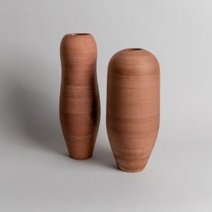 Rounded Vase, Red & Salt