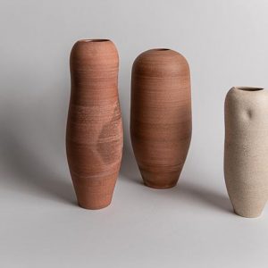 Curved Vase, Red & Salt